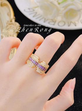 法式复古珐琅彩芬达钻戒指高级感