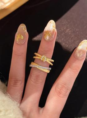 交织结绳knot戒指镀金拉丝时尚