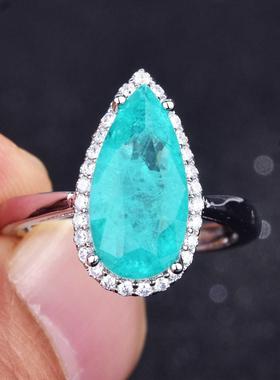 新款爆款仿天然帕拉伊巴戒指微镶