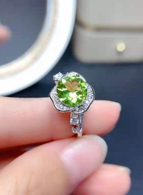 网红新款仿天然橄榄石戒指女2