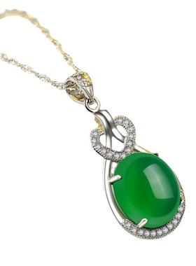 臻荣韩版时尚彩银项链玉髓吊坠女