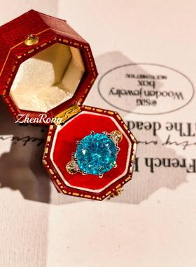 时尚轻奢八角玫瑰切戒指镶嵌