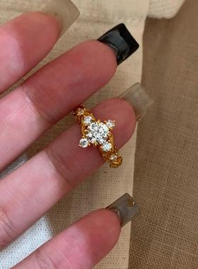 中古风vintage月桂钻戒时尚轻奢