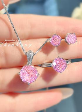 八角千禧玫瑰切帕拉伊巴项链吊坠