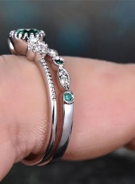 臻荣wish热卖新款镶嵌祖母绿锆石