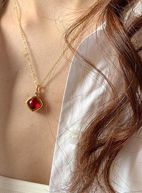 法式12生辰石方形项链创意可换种