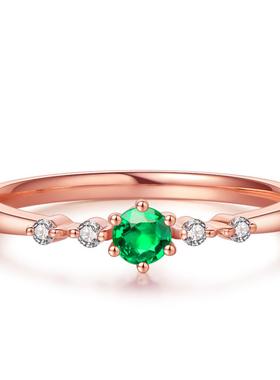 臻荣欧美热卖合成祖母绿戒指镀