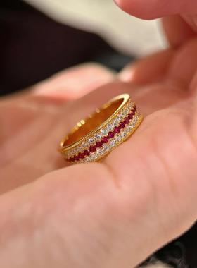 复古本命年红刚玉排钻戒指重工