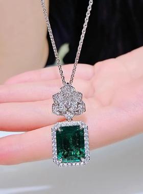 高级珠宝仿祖母绿山茶花满钻耳钉