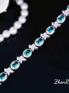 高定人工帕拉伊巴绿碧玺项链重工