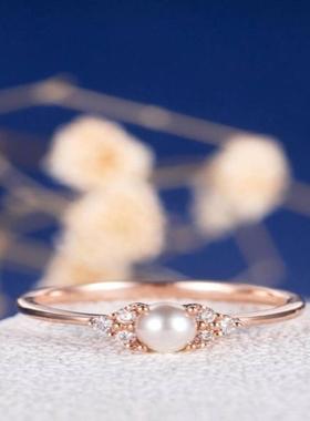 臻荣wish新款镀18k玫瑰金珍珠