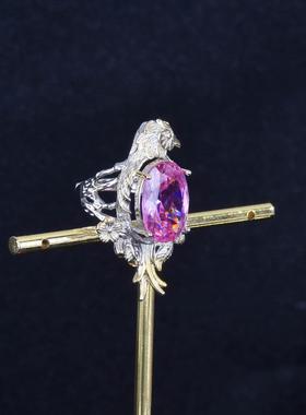 意大利复古拉丝工艺开口彩宝戒指