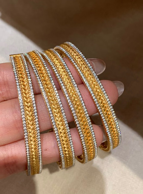 古法黄金色镶钻花丝风雨桥丰收