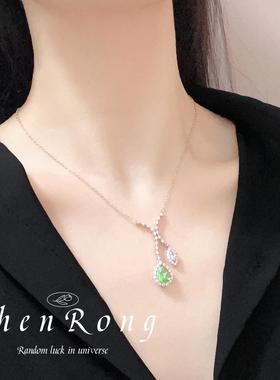 轻奢晚宴套链高级感草绿色套装