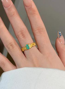 法式高级感高碳钻薄荷麦穗戒指