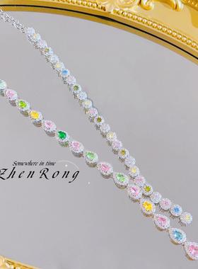 奢华晚礼服配饰彩色锆石项链高贵