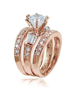 臻荣亚马逊新款创意长方锆石三套