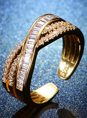 韩国新款轻奢食指戒小众设计锆石