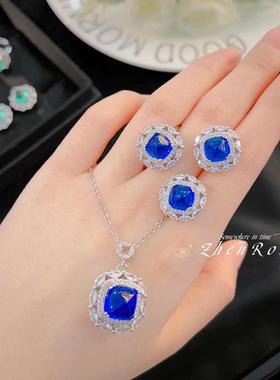 新款轻奢糖塔切工彩宝套装红宝石