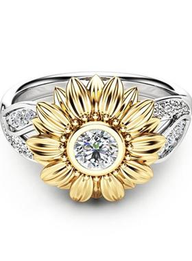 臻荣wish新款花朵戒指镀18k