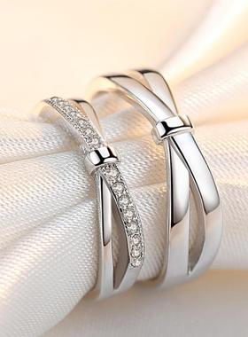 白铜情侣戒指女镀925银饰品