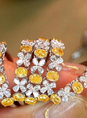 仿天然黄钻钻石戒指pt950白金