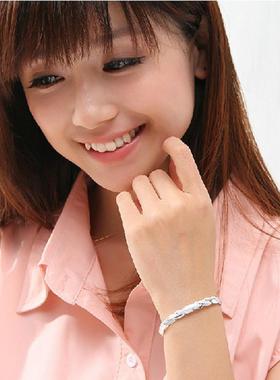 爱交织手镯女合金镀银镯子韩版