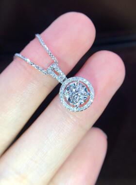 3克拉仿莫桑钻项链女镀pt950白金