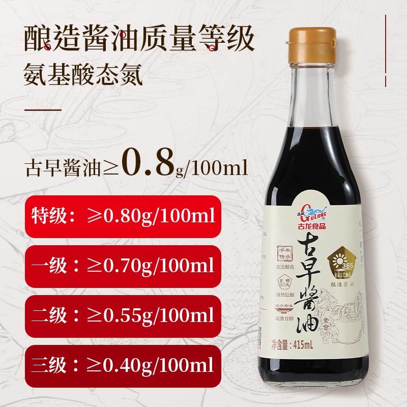 古龙酱油0添加415ml*2传统古法酿造食品旗舰店厦门特级古早黄豆款-图2