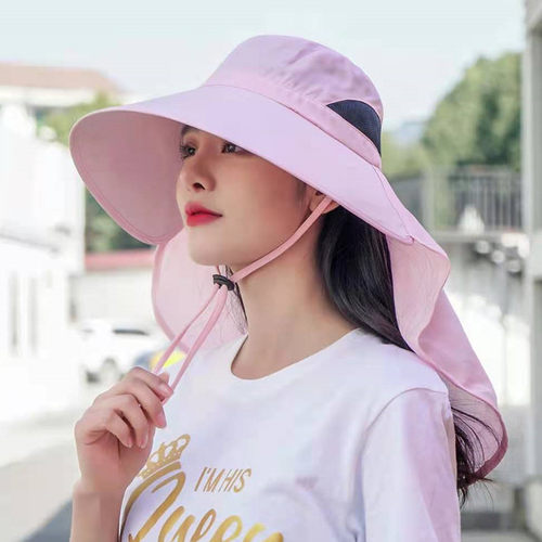 大檐遮阳帽女夏季防晒采茶凉帽户外骑车出游太阳帽子透气钓鱼帽男 - 图0
