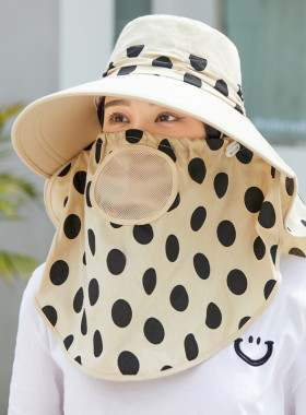 波点遮阳帽女夏户外防晒帽子
