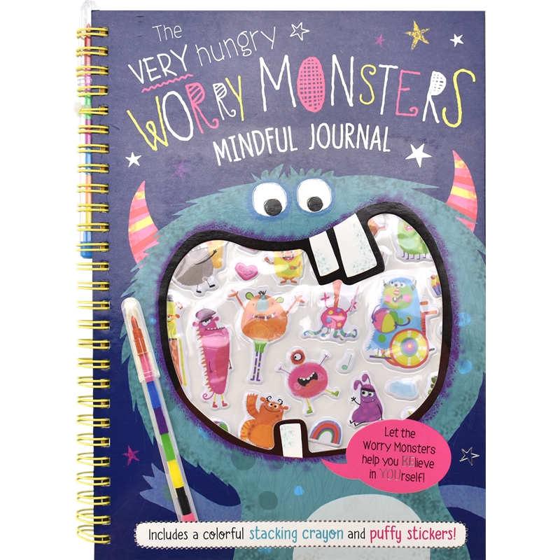 The Very Hungry Worry Monsters Mindful Journal 超饥饿的忧虑怪兽 心情日记 儿童益智活动 赠蜡笔贴纸 英文原版进口图书 - 图0