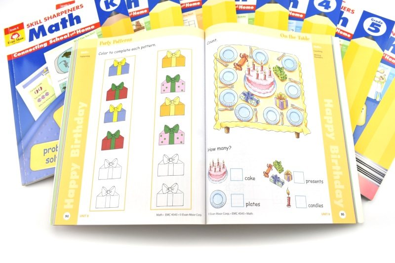 Evan Moor Skill Sharpeners Math PreK-G6 美国加州学龄前幼儿园小学教辅 技能铅笔刀系列数学练习册 儿童英语学习 英文原版图书