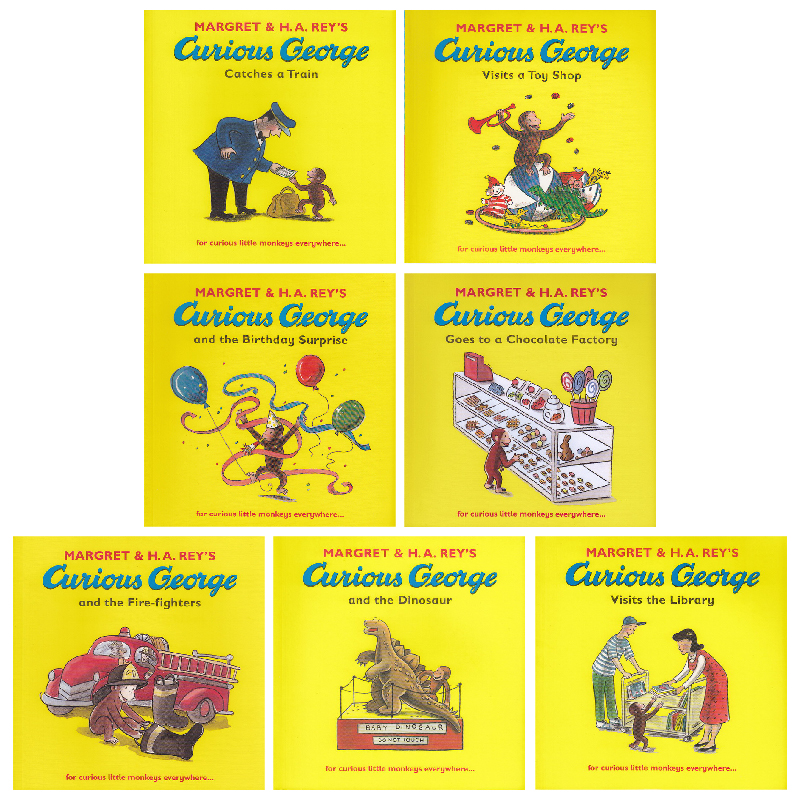 Curious George Collection 好奇猴乔治7册 Chocolate Factory Catches a Train 英文儿童绘本 3-6岁 廖彩杏推荐书单 英文原版 - 图3