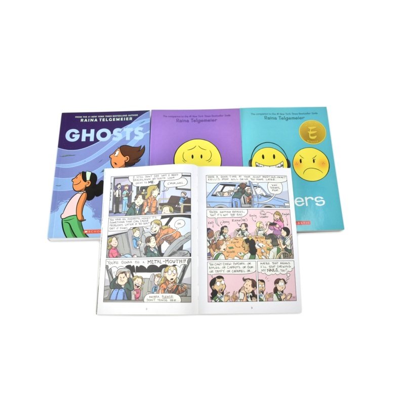 Raina Telgemeier Guts Smile  Sisters Ghosts 微笑 姐妹情深 勇气 幽灵 漫画小说 校园成长故事 英文原版进口儿童图书,淘宝优惠券,粉丝福利购,淘宝优惠卷