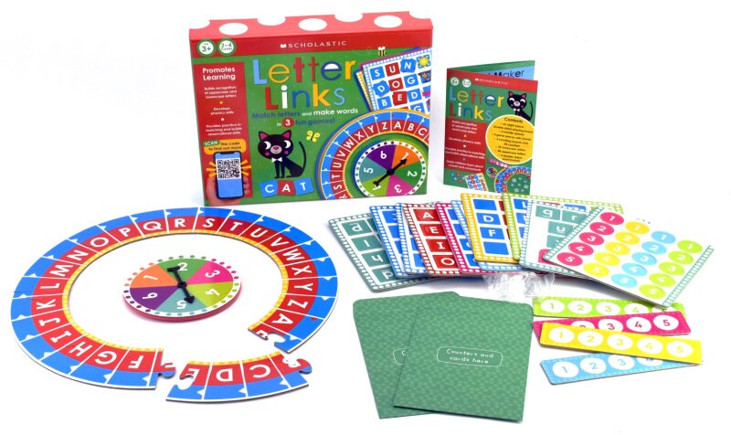 Scholastic Learning Games 学乐字母词汇 恐龙主题桌游 火箭拼图比赛 盒装游戏 学前启蒙 自然拼读 亲子互动 英文原版进口图书