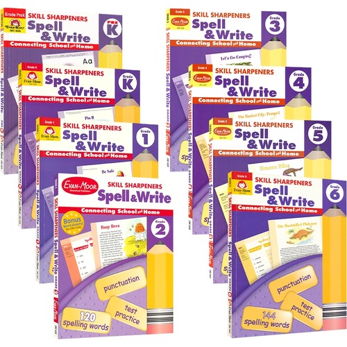 Evan Moor Skill Sharpeners Spell and Write Prek-G6 美国学龄前 