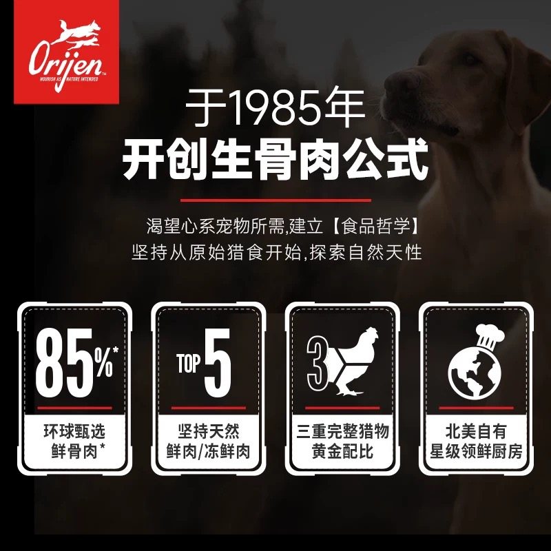 Orijen/渴望老年犬专用狗粮天然无谷鸡肉味低敏高龄犬粮11.4kg - 图3
