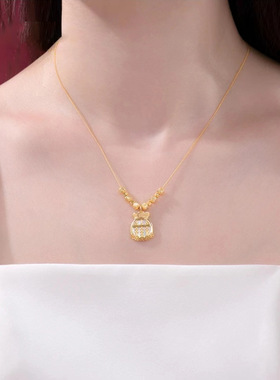 如意小算盘项链镶嵌贝壳福袋吊坠