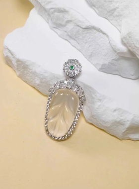 水沫玉树叶吊坠女新中式国风