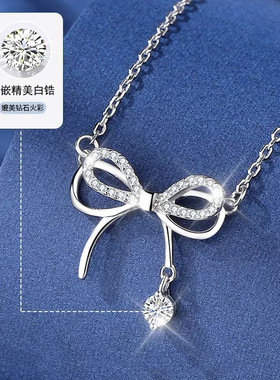 蝴蝶结项链S925纯银项链