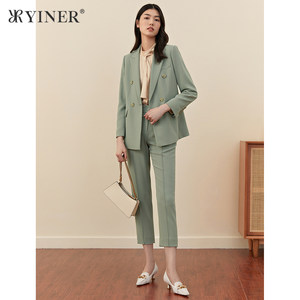 YINER音儿女装秋季时尚通勤OL风醋酸西装短外套
