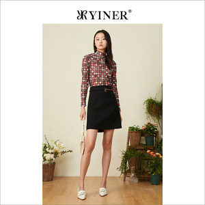 YINER音儿女装春季时尚百搭金属链条半身A字短裙