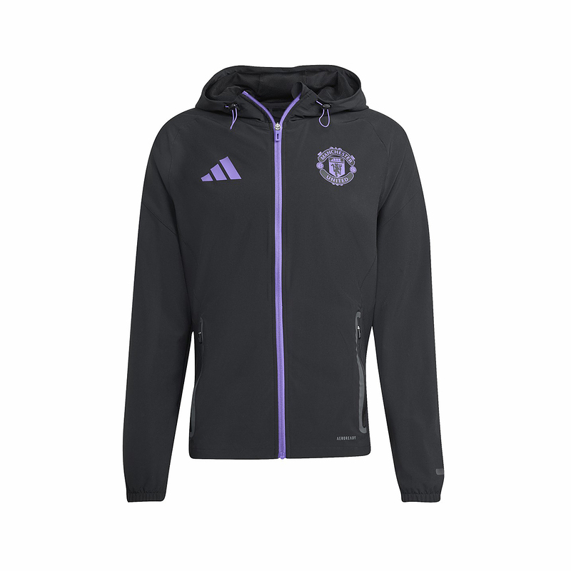 adidas阿迪达斯曼联足球文化训练外套2025秋男梭织连帽夹克JV5351 - 图3