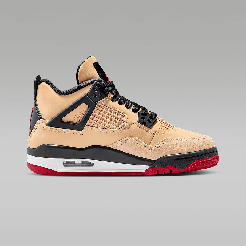 耐克女鞋air Jordan 4 AJ4黑棕红大童运动鞋复古篮球鞋IH2094-200 - 图0