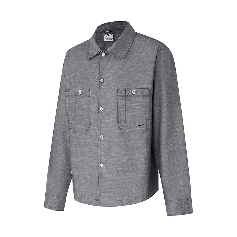 NIKE耐克男子长袖翻领衬衫秋新款宽松休闲刺绣复古外套HV0883-060,淘宝优惠券,粉丝福利购,淘宝优惠卷