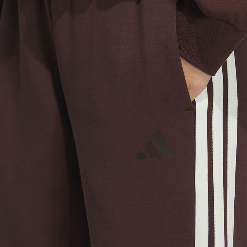 adidas阿迪达斯三条纹直筒运动休闲裤2025冬女双面针织长裤KB7588 - 图2