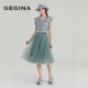 GEGINA ຂອງແມ່ຍິງໃນລະດູໃບໄມ້ປົ່ງແລະສູນການຄ້າໃນລະດູຮ້ອນ, ຄໍ V ພິມເສື້ອ chiffon ສັ້ນ sleeveless