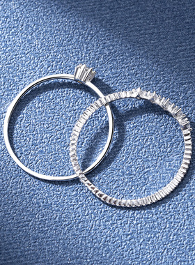 莫桑石六爪排戒叠戴极细小戒指