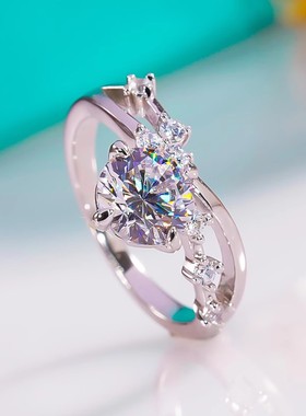 chin莫桑钻双层四爪戒指